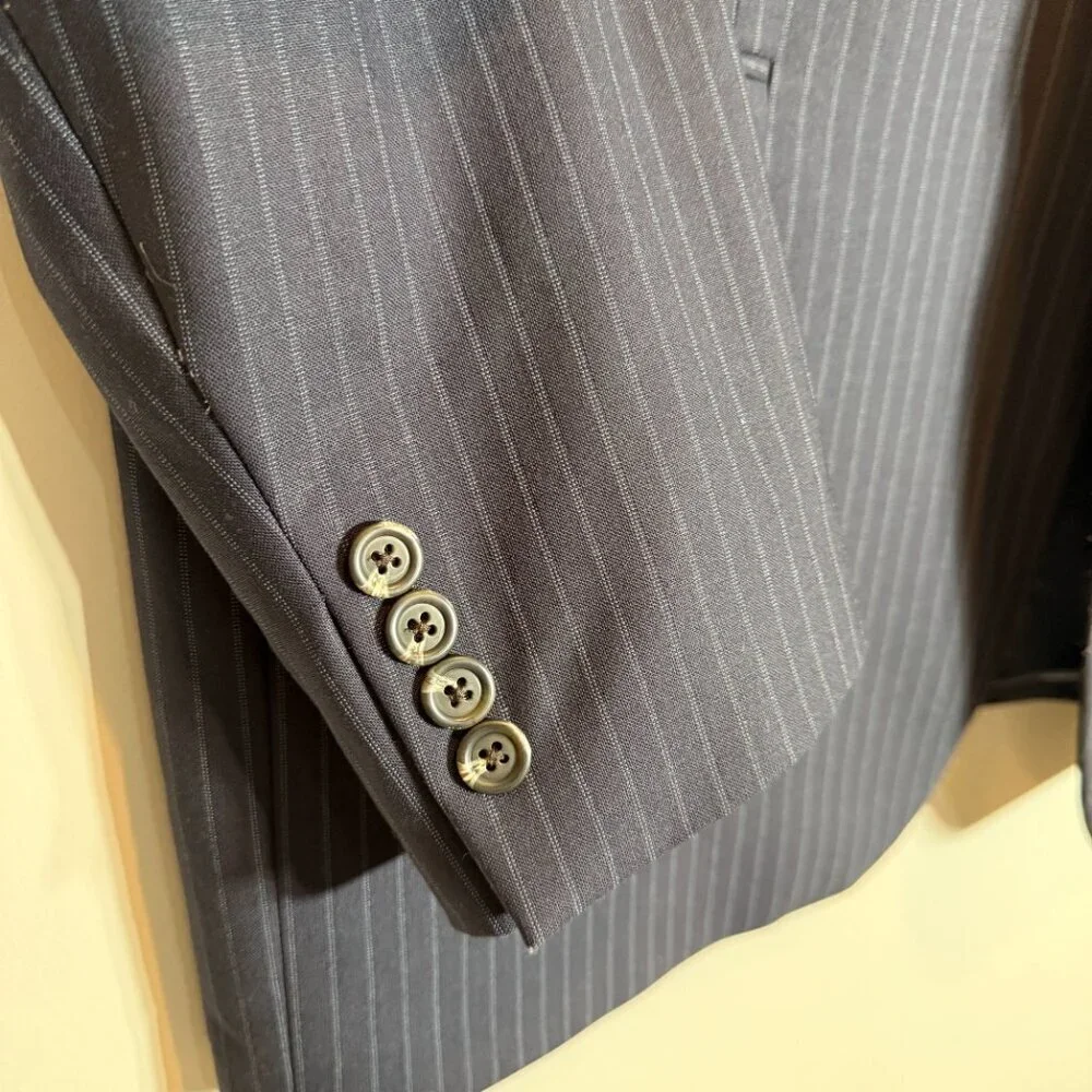 Ralph Lauren Pinstripe Wool Sport Coat Dinner Jacket Blazer Men's 46R* Black